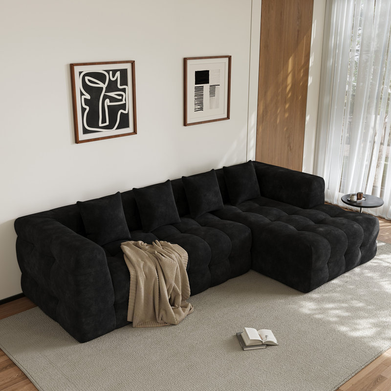 Canapé modulaire rembourré 2 pièces, Face à la droite, Chenille noir