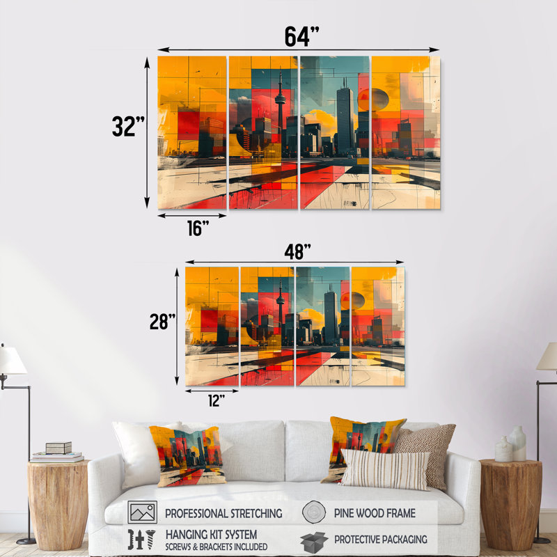 Tiphaine - ensemble d'art sur toile City Toronto, H 32 po x l 64 po