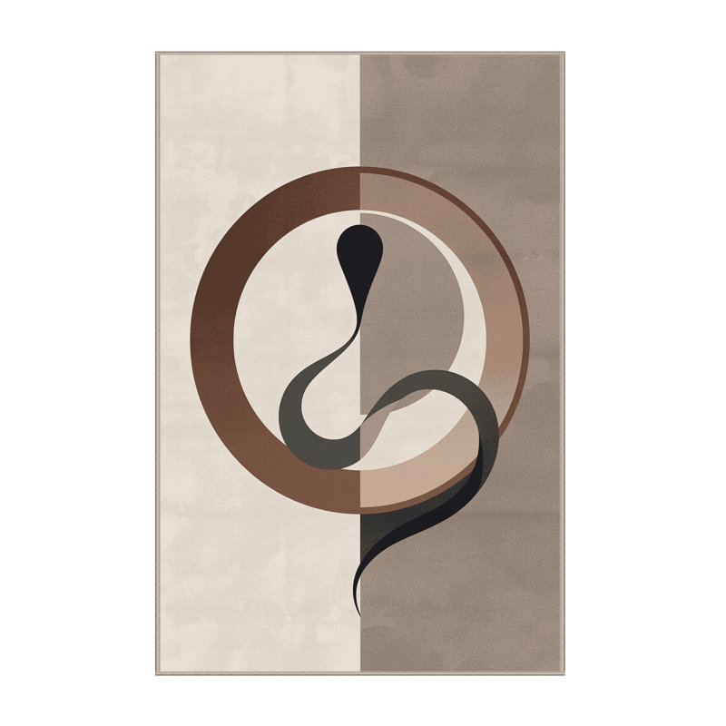 Tapis beige lavable à la machine Percilla Ouroboros, 8 x 10