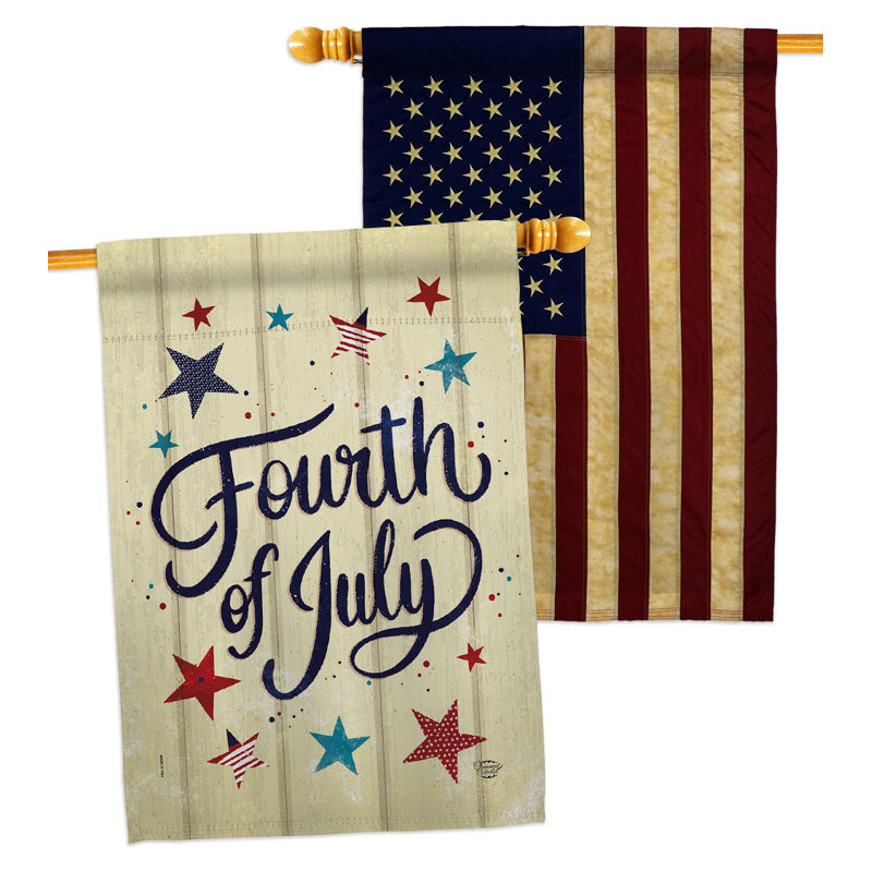 Drapeau de maison en polyester 28 po x 40 po Fourth Of juillet Stars