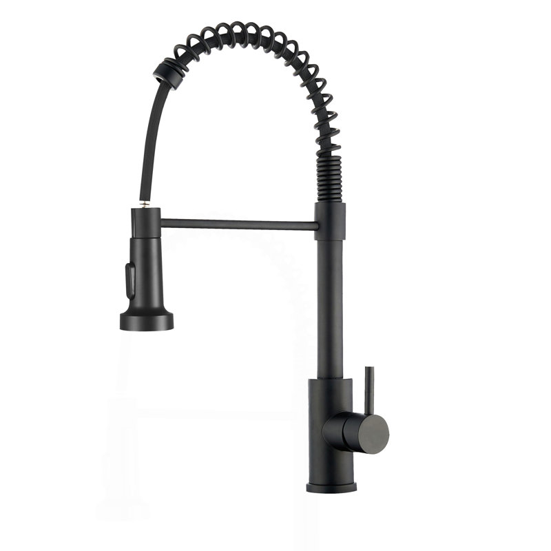 Kitchen Faucet With Pull Down Sprayer Industrial 1 Handle 1 Hole Or 3 Hole Faucet For Farmhouse Camper Laundry Utility Rv Wet Bar Sinks, Stainless Steel, Matte Black