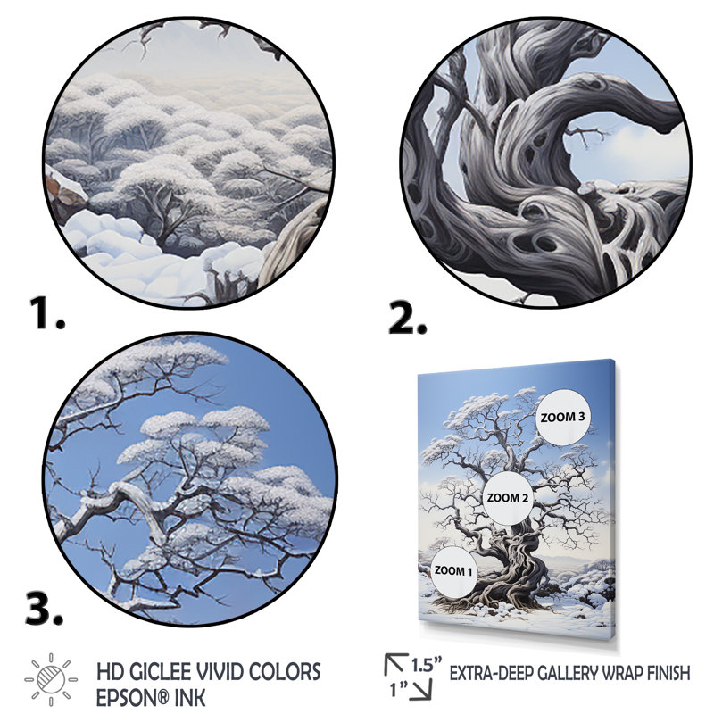 «White Tree Harmony Landscape III», reproduction sur toile, Cadre photo noir, H 44 po x l 34 po x P 1,5 po