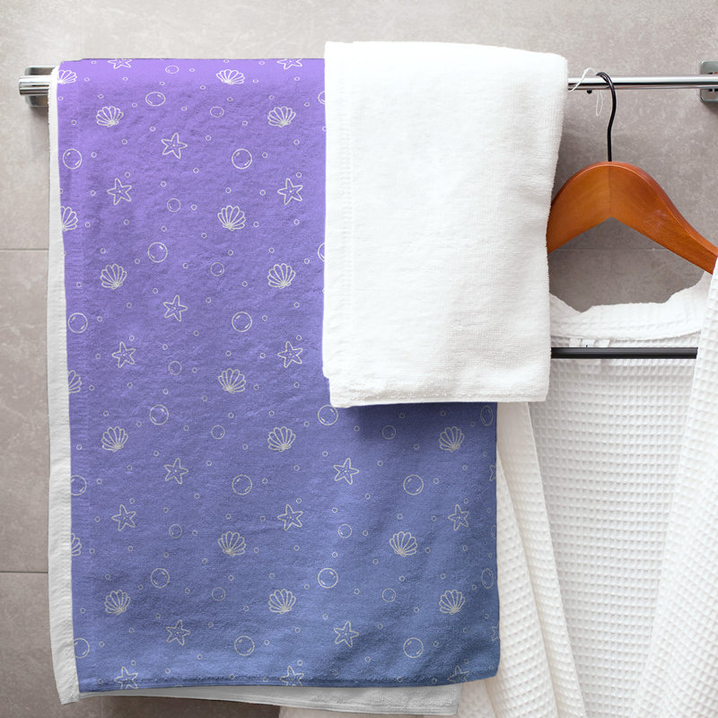 Katelyn Elizabeth Cotton Blend Bath Towel, Purple/Teal