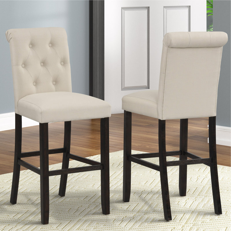 Tan - Curved Back Design, Blend Material, 19" Seat Width Upholstered Stools, Upholstery, 45.83" Package Depth, Height, Tan