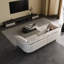 Causeuse-coussin modulaire en cuir véritable blanc crème-1655295876
