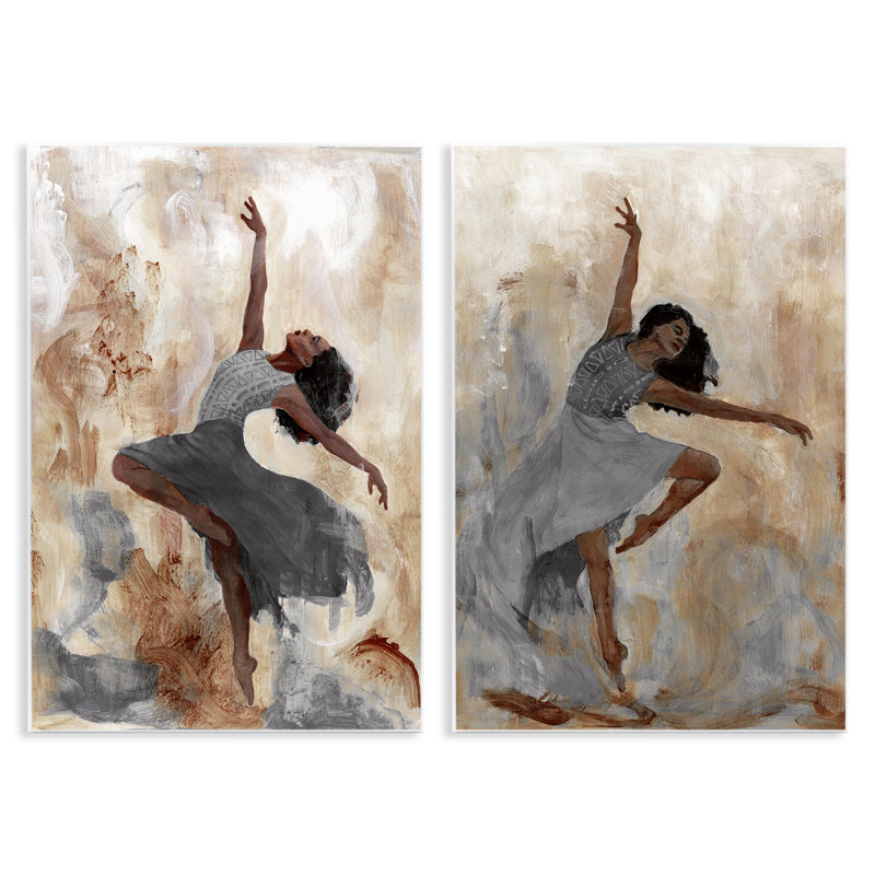 Ensemble de 2 plaques murales abstraites dansantes interprétatives par Charity Henderson, H 15 po x l 10 po