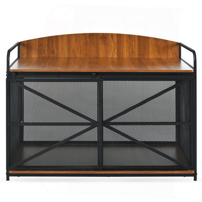 42.8" Heavy Duty Large Dog Crate Furniture for Large Medium Dog, Farmhouse Wooden Dog Kennel Indoor End Table, Decorative Pet House for Large Dogs