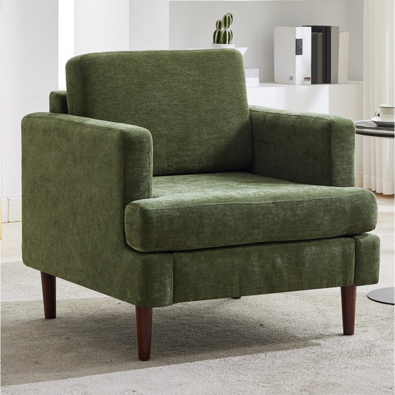 Mid-Century Single Accent Chairs Armchair, Green