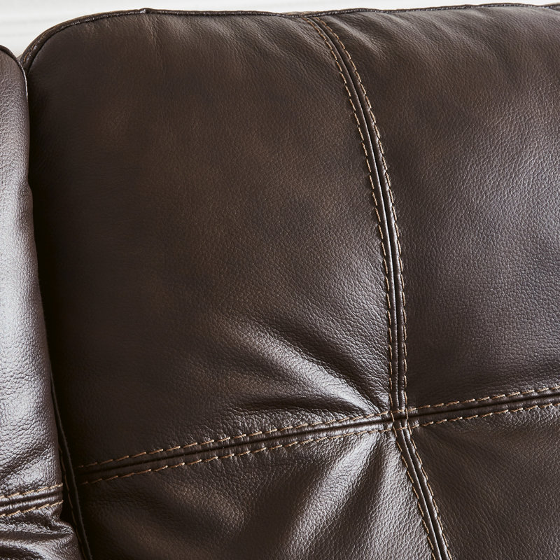 Canapé Bima, Cuir véritable brun, H 39 po x l 85 po x P 38 po