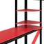 Lit mezzanine double noir et rouge avec tablettes à 4 niveaux et bande à DEL pour optimiser l'organisation du rangement