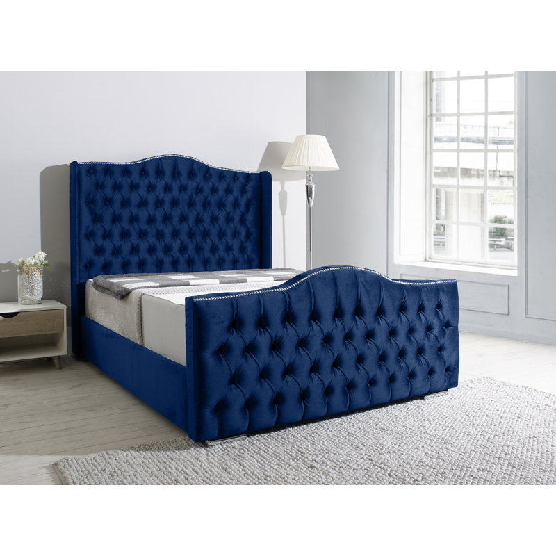 Tarsha Upholstered Bed, Blue, Single (3')