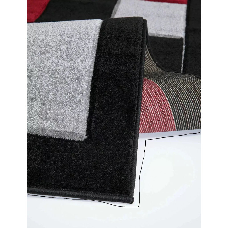 Area Rug, Black/Red, Rectangle 200 cm x 290 cm