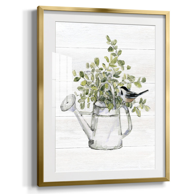 Neutre printemps IV, Blanc, Papier avec cadre doré