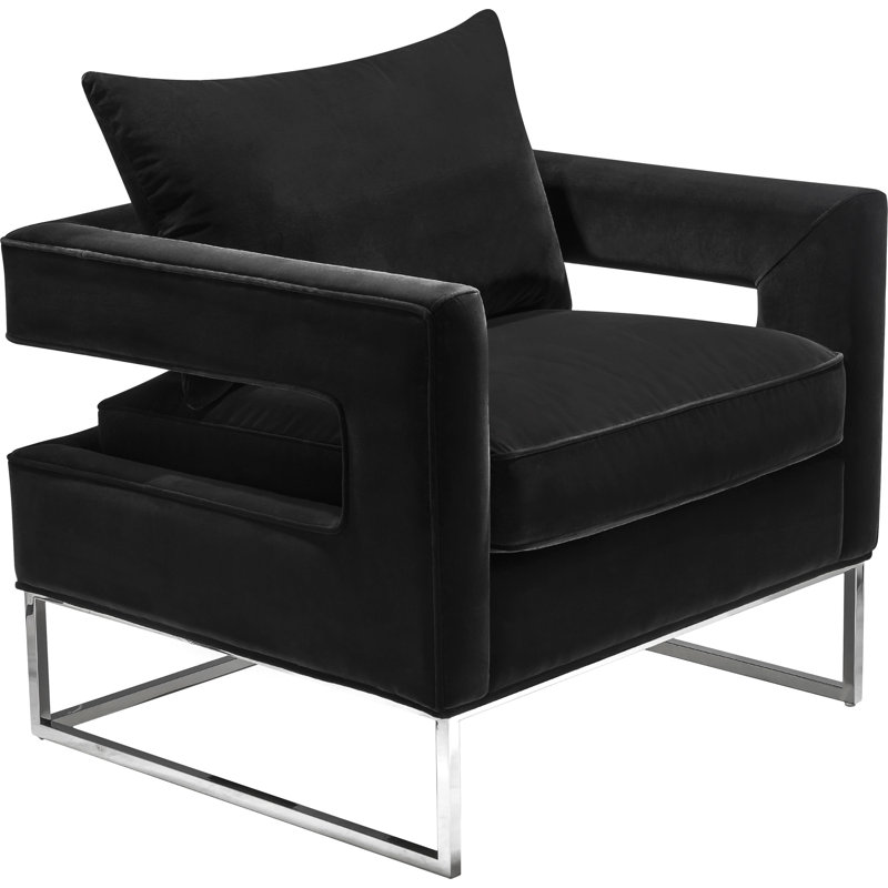 Fauteuil en velours 31,89 po Kamyron, Noir