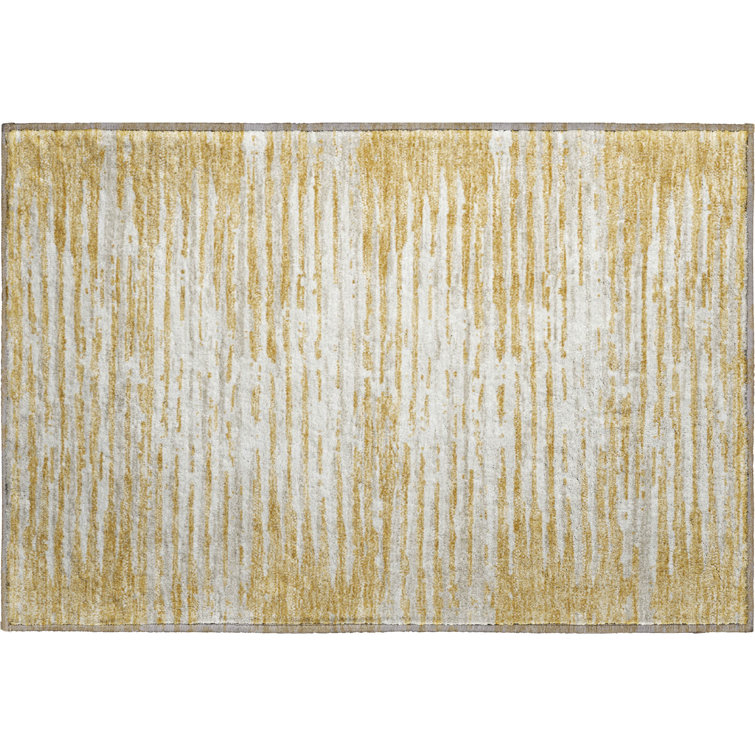 Premium Machine Washable Prisco Gold Rug