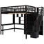 Lit mezzanine double avec éléments complets. Bibliothèque, tiroirs, bureau et garde-robe. Fabrication en bois de pin massif pour la durabilité. Conception inspirée de la maisonnette. Clôture en forme. L 94,4 po x l 57 po x H 72 po