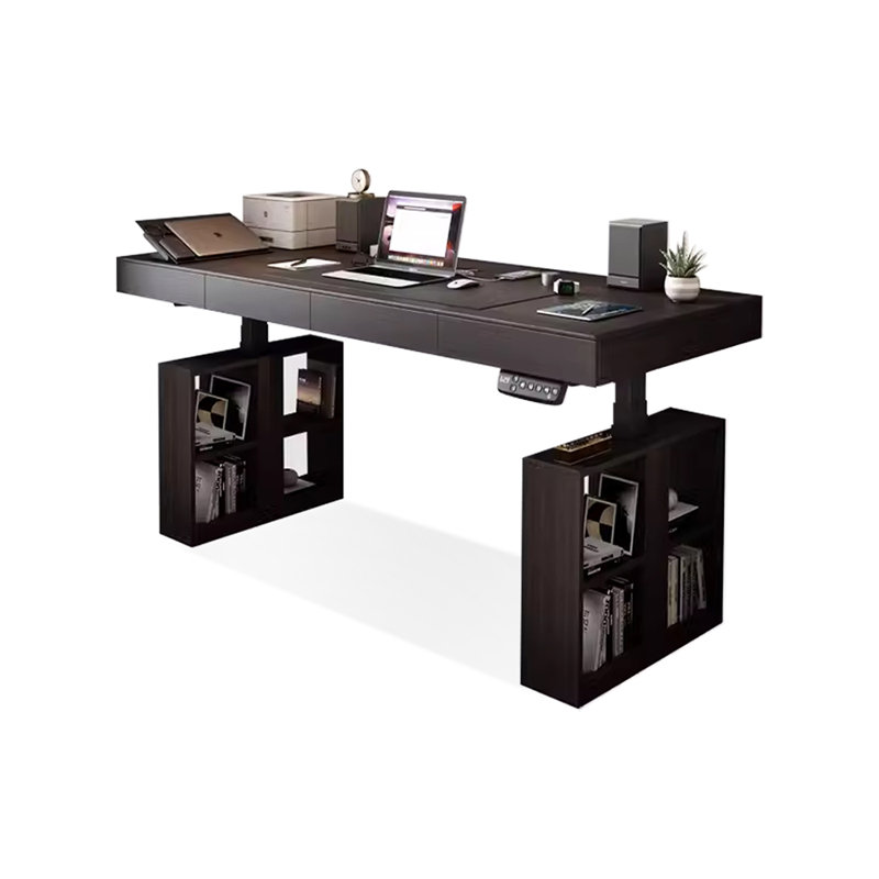 Bureau debout en bois manufacturé avec tiroirs, H 53,15 po x l 70,87 po x P 31,5 po