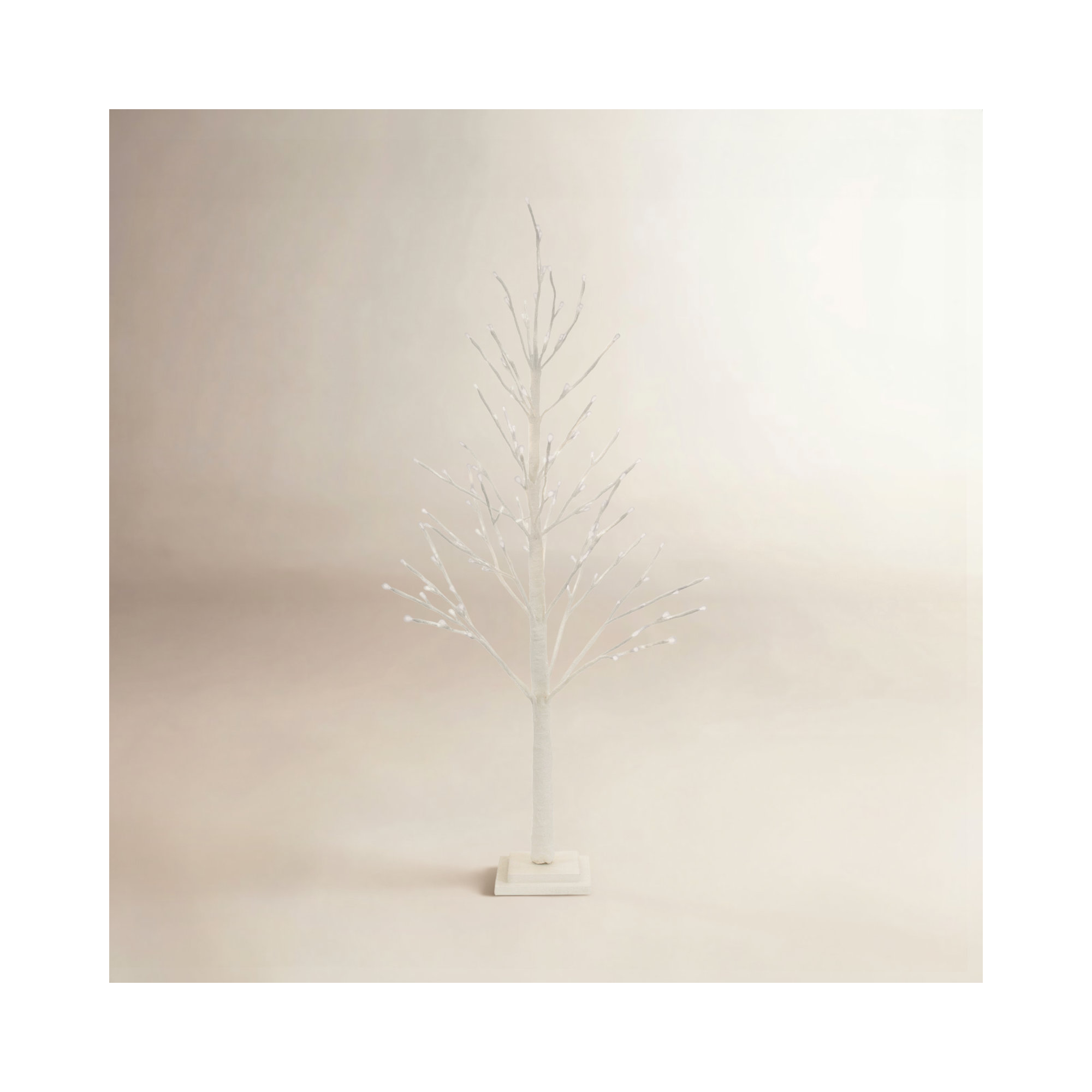 LED Glittered Twig Tree, 48" H x 24" W x 24" D, White