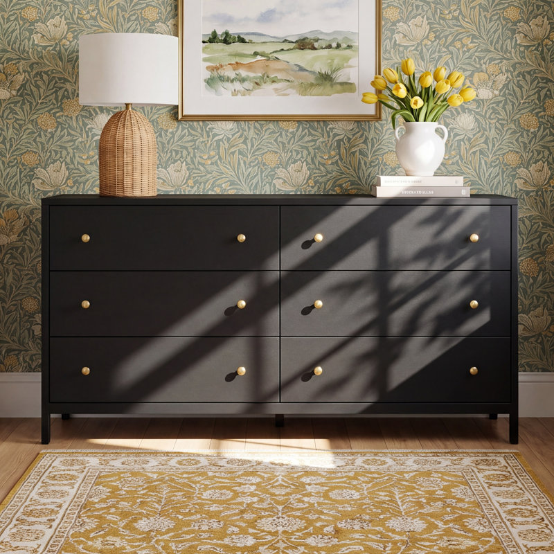 Gracie 6-Drawer Dresser, Black