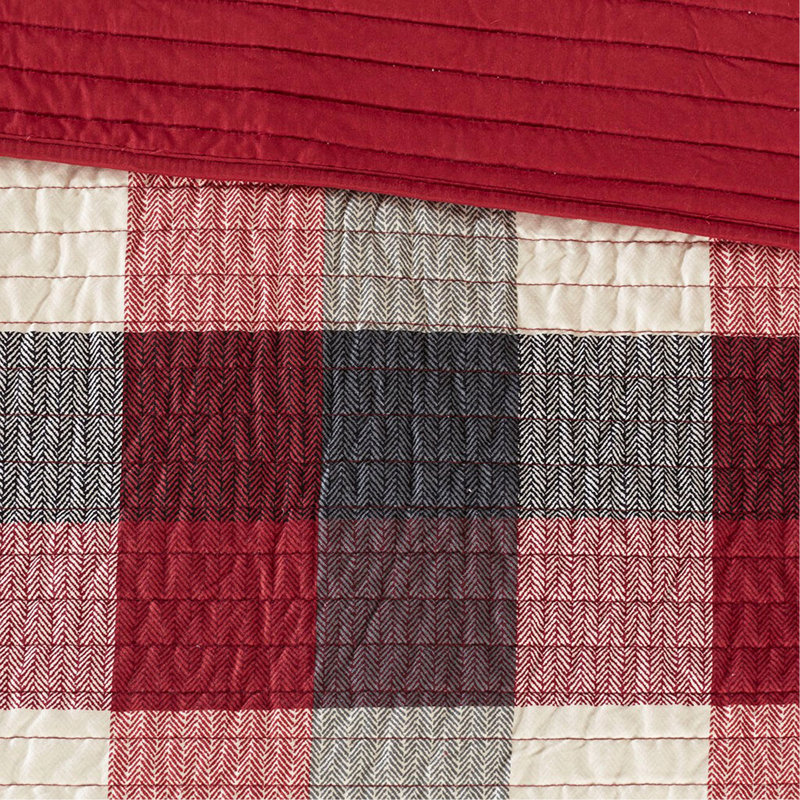 Ensemble de courtepointe à chevrons 6 pièces avec coussins décoratifs 6 pièces, Rouge