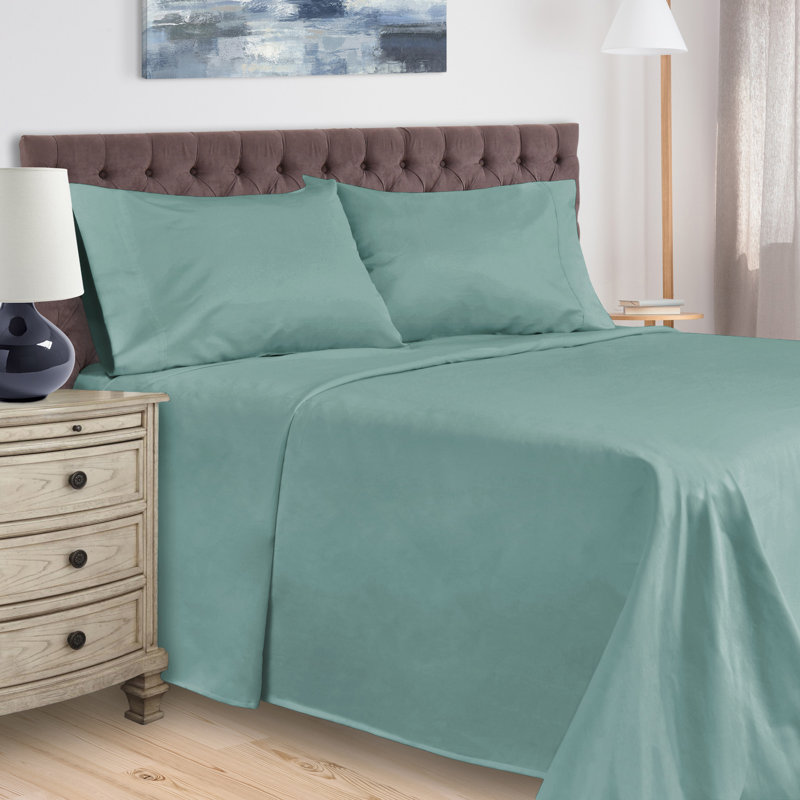 400 Thread Count Egyptian Cotton Blend Solid Deep Pocket Bed Sheet Set, Twin XL Sheet Set, Teal