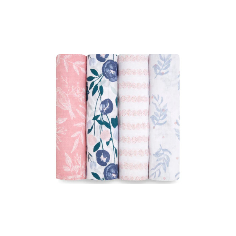 Swaddle Cotton Muslin, Flowers Bloom 4 pack