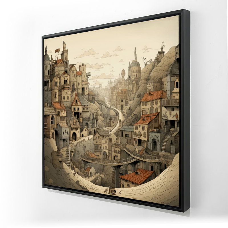 Intricate town hall - 36"x36" Framed canvas