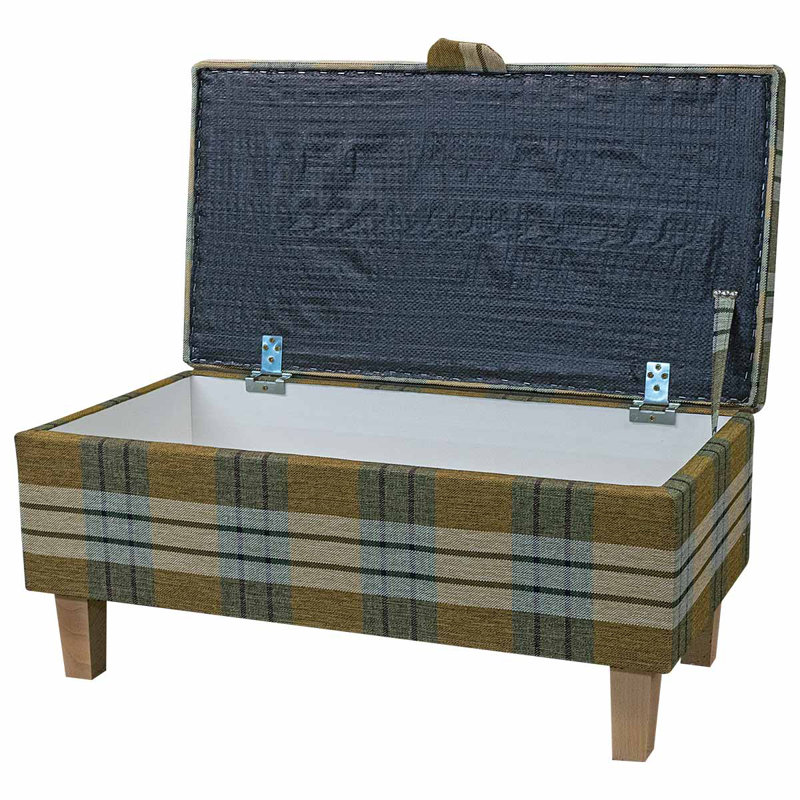 69.85cm Wide Rectangle Plaid Footstool Ottoman with Storage