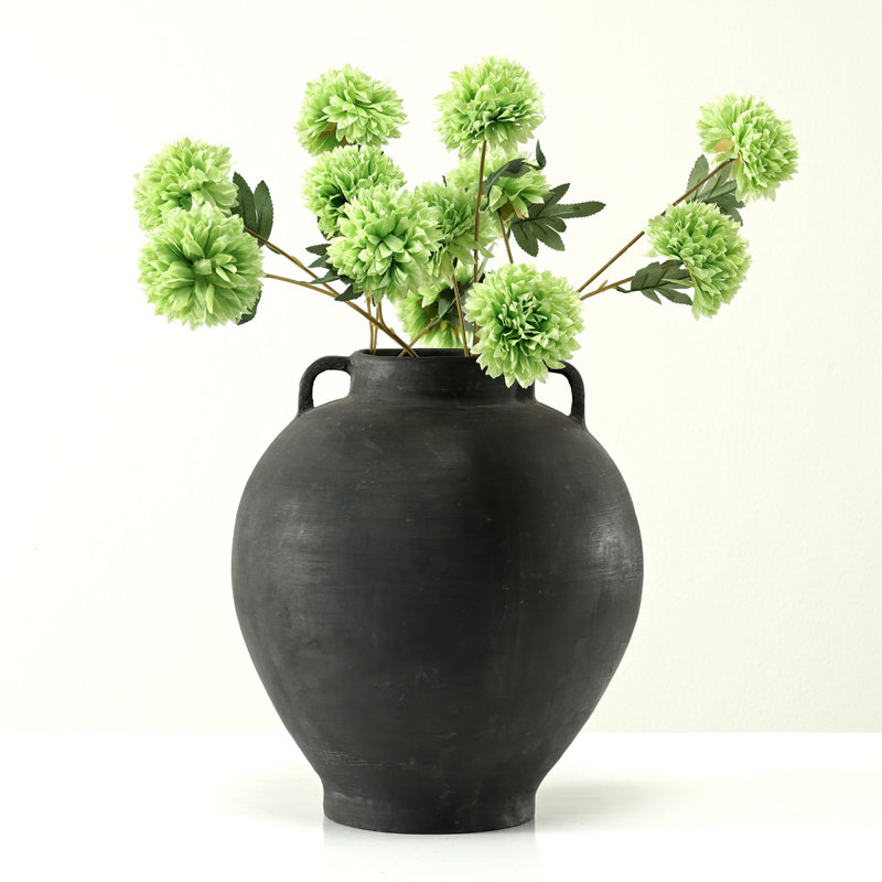 Vase 14 pouces gris terreux avec deux poignées décoratives