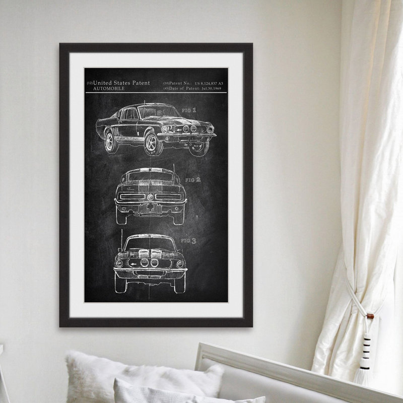 « mustang shelby », reproduction d’art encadrée, H 18 po x l 12 po x P 1,5 po