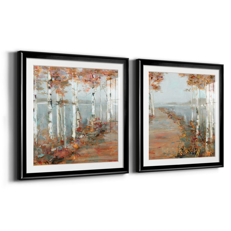 Birch Walk I - ensemble de 2 reproductions de cadres photo, Or, H 26,5 po x l 53 po x P 1,5 po