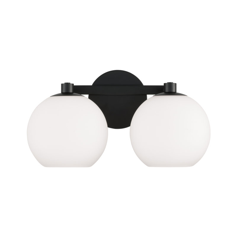 Ansley 2 Light Frosted Dimmable Vanity Light, Matte Black