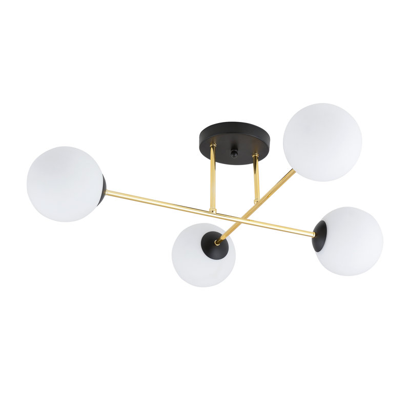 Wisby 4 - Light Dome Chandelier, White, Black