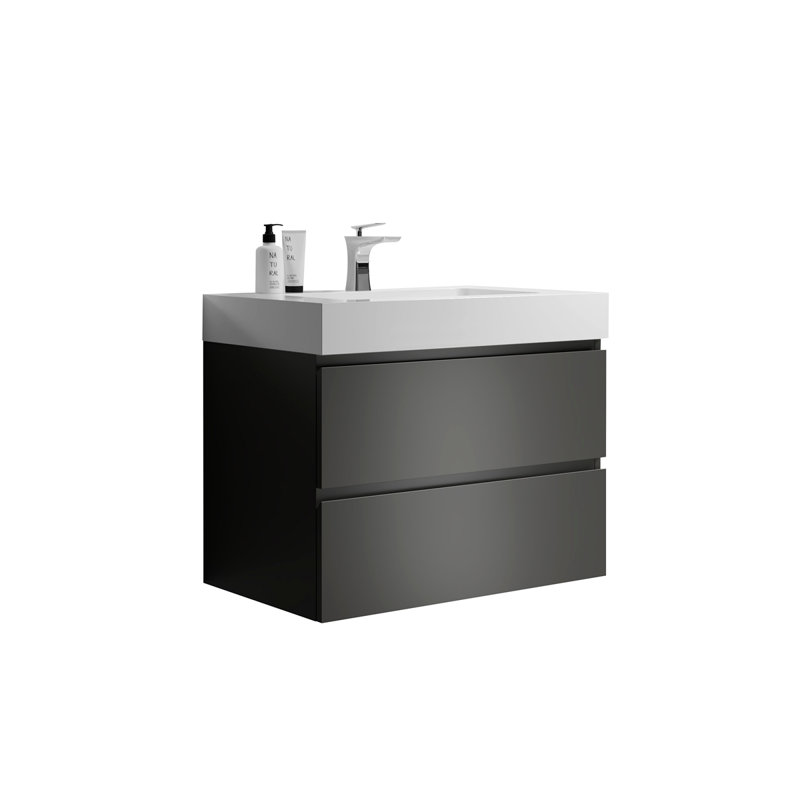 Meuble-lavabo pour salle de bain moderne, Gris