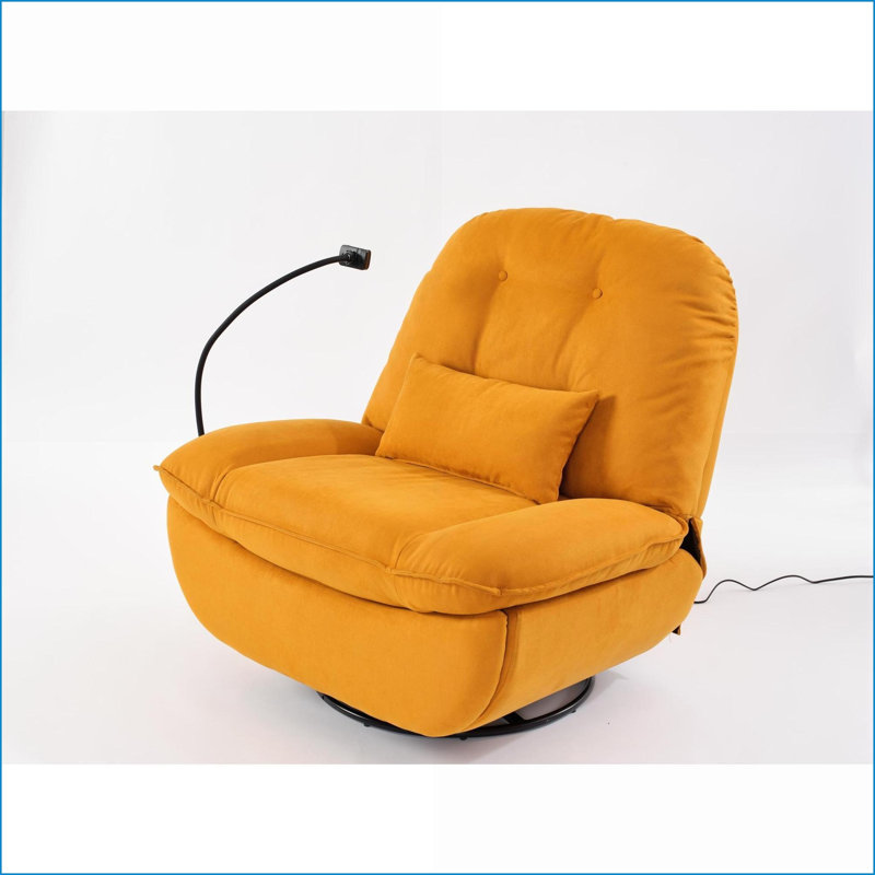 Fauteuils inclinables: Fauteuil pivotant électrique avec Bluetooth, USB, modes multiples et amp; Rangement des aliments | Tissu orange