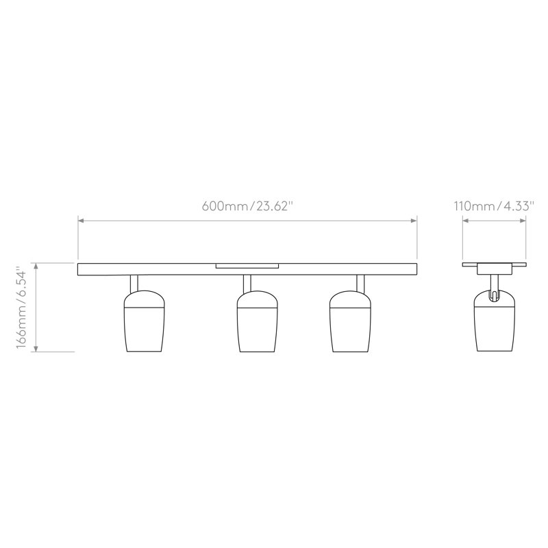 Koto 3 - Light Spotlight, Matte White, 6.54'' H X 23.62'' W X 4.33'' D