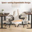 Chaise de bureau beige à pieds croisés avec assise large et repose-pieds à 360 °-132923549