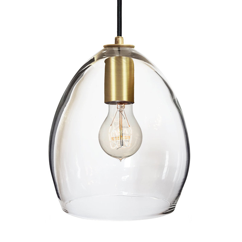 1 - Light Pendant, Clear, Black/Brass, Yes