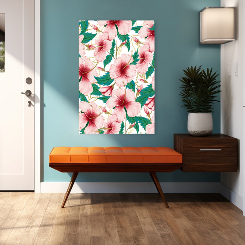 Hibiscus tropical tropical avec art abstrait hibiscus, H 48 po x l 32 po