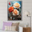 Décoration murale beige et orange rose - roses, art mural salon-97186492-97186470