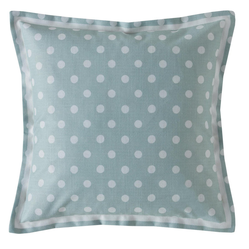 Button Spot Cushion with Filling, Mint/White