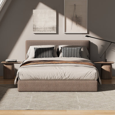 Boucle Bed Frame With Headboard