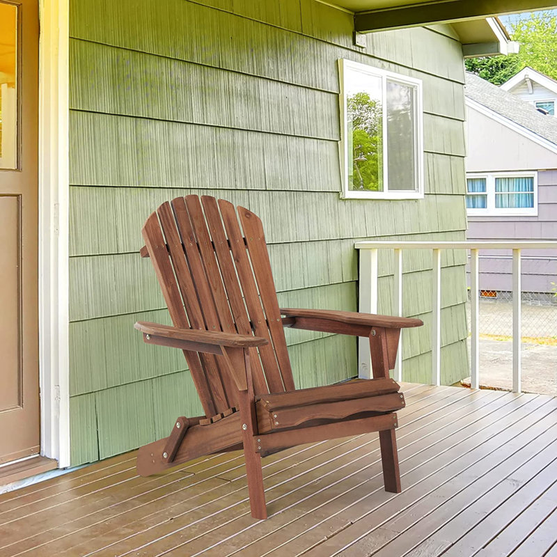 Abdul-Hakeem Foldable Outdoor Adirondack Chair, Mid Brown