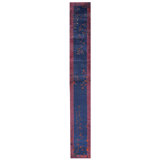 Hand Knotted Pile Blue Allover Floral Antique Wool 1920s Chinese Deco Hall Runner Rug
