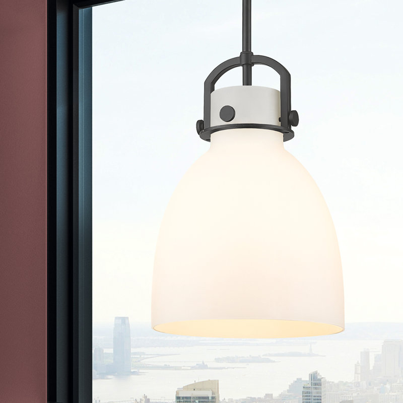 Luminaire suspendu 1 lumière Badillo, Blanc mat, Noir mat, H 14,75 po x l 10 po x P 10 po