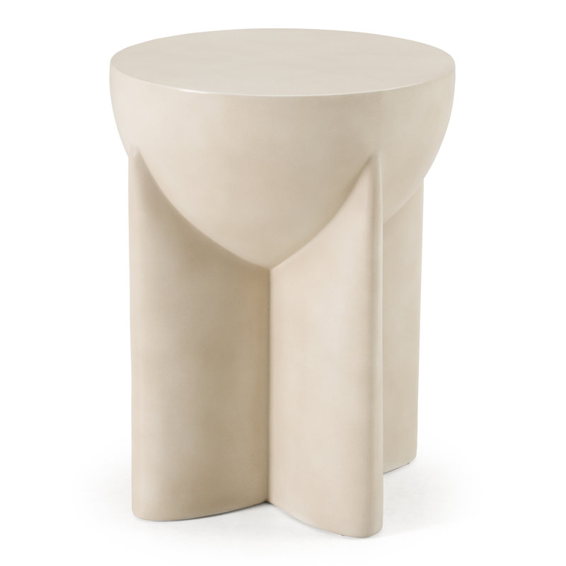 Soichi - Modern Concrete Round End Table, Ivory