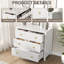 Commode 3 tiroirs moderne noire pour commode de chambre à coucher avec poignées dorées - Armoire de rangement spacieuse 29 po pour garde-robe, salon, couloir ou chambre de bébé - blanc