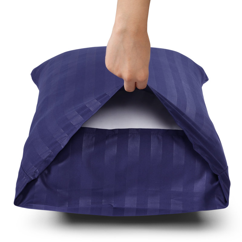 Microfiber Machine Tufted Stripe Pillow Cases- (Set of 2), Navy