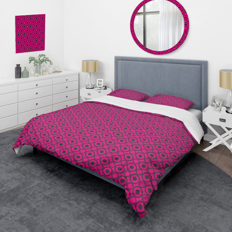 Motif de cercle noir - ensemble de housse de couette abstrait - polyester en microfibre