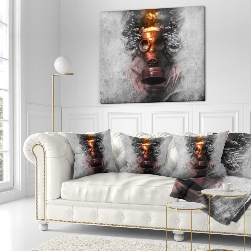 Coussin toxique «Man in Mask» - Portrait imprimé, 16 po x 16 po, Carré